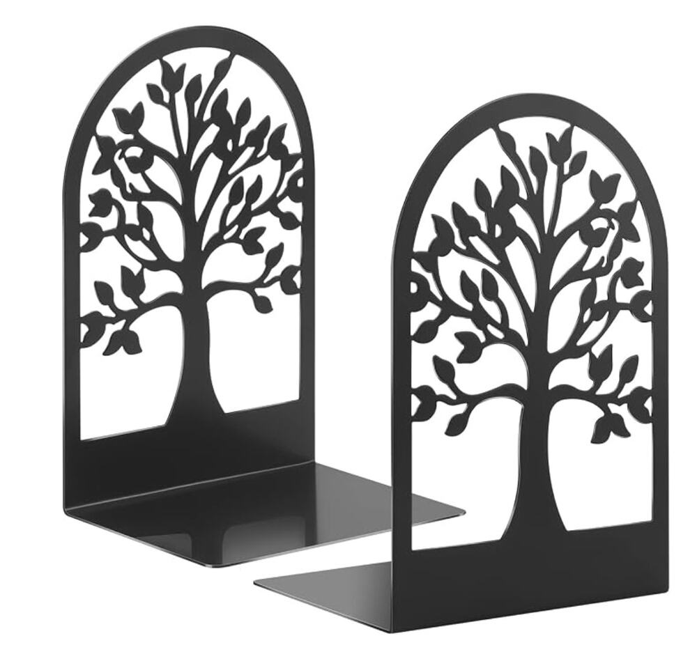 Metal Heavy Duty Shelves Tree Garden Decorative Office Black Bookends Set of 5